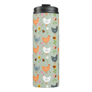Chickens in the Flowers Thermal Tumbler