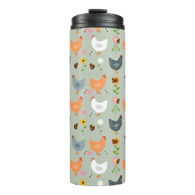 Chickens in the Flowers Thermal Tumbler (Front)
