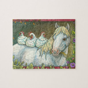 CHICKENS IN THE STABLE, HORSE & HENS PUZZLE Jigsaw