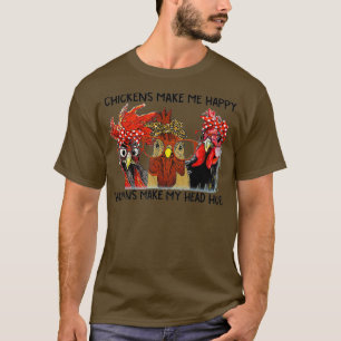 Chickens Make Me Happy Funny Chickens Bandanna T-Shirt