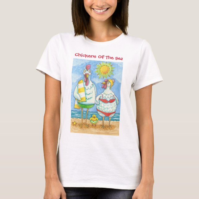 CHICKENS OF THE SEA, FUNNY CARTOON T-SHIRT (Front)