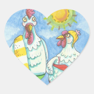CHICKENS OF THE SEA, FUNNY STICKER Heart *Sheet