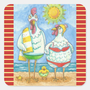 CHICKENS OF THE SEA, FUNNY STICKERS Square * Sheet