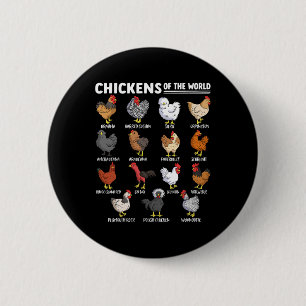 Chickens Of The World Farm Animal Lover Educationa 6 Cm Round Badge