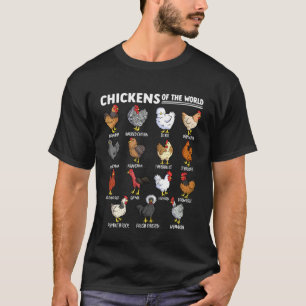 Chickens of The World Farm Animal Lover Educationa T-Shirt