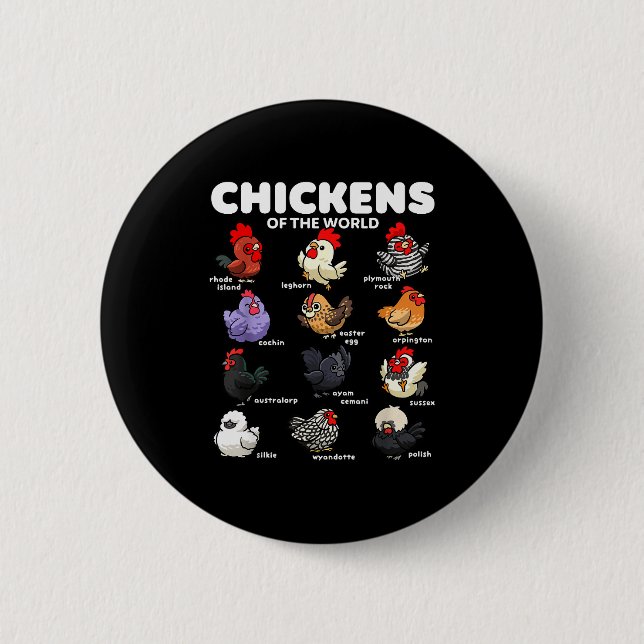 Chickens Of The World Funny Cartoon Chicken Breeds 6 Cm Round Badge (Front)