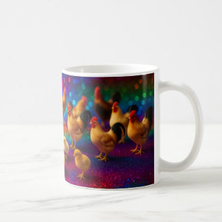 Chickens on a Rainbow Background Coffee Mug