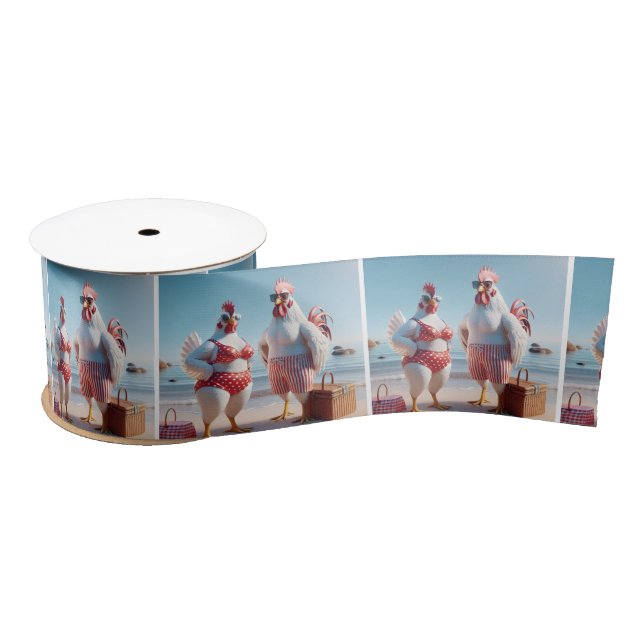 Chickens On The Beach Satin Ribbon (Spool)