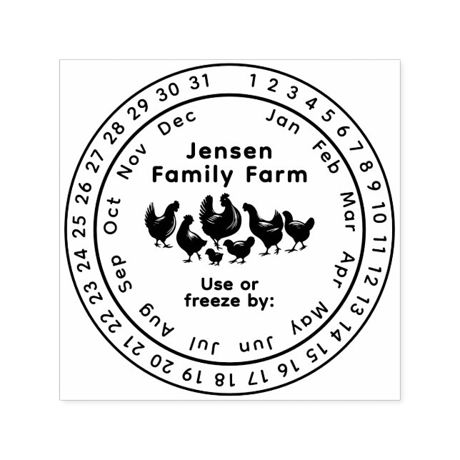 Chickens Perpetual Calendar Freshness Date Self-inking Stamp (Design)