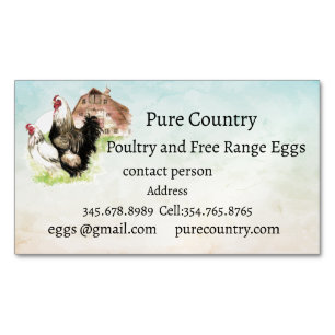 Chickens, Poultry, Eggs Organic free range  Magnetic Business Card