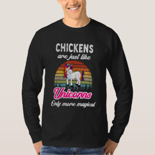 Chickens Retro Unicorn Vintage Sunset T-Shirt