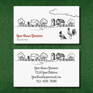 Chickens Rooster and Hen Charming Country Farm Business Card