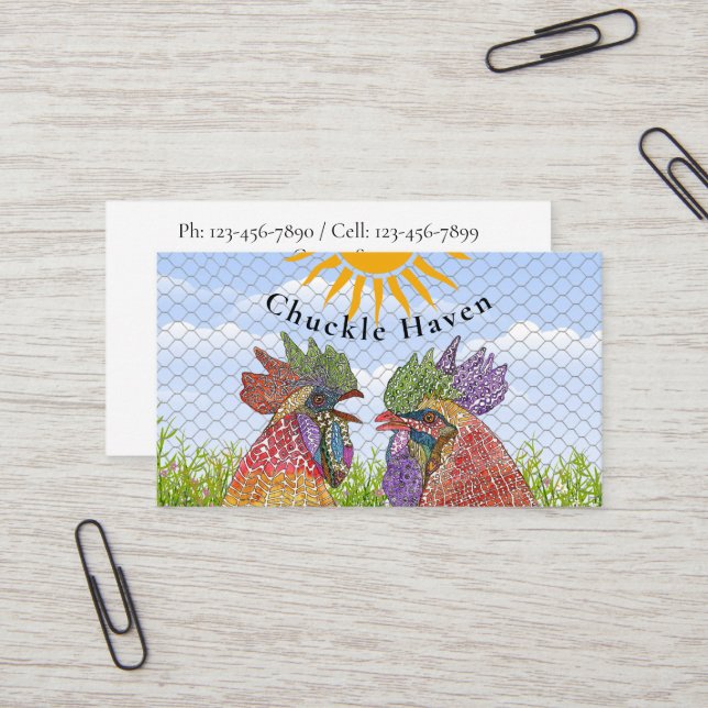 Chickens Rooster and Hen Country Farm   Business Card (Front/Back In Situ)