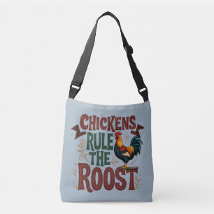 Chickens Rule the Roost Rustic Farm Illustration Crossbody Bag