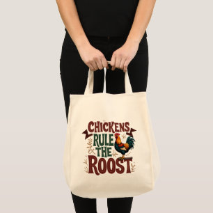Chickens Rule the Roost Rustic Farm Illustration Tote Bag