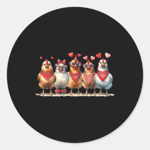 Chickens Valentines Day Love Valentine Cute Hearts Classic Round Sticker