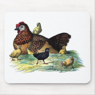Chickens Vintage Animal Mouse Mat