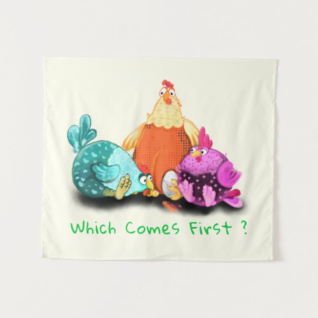 Chickens Waiting Egg To Hatch Funny Kids Tapestry (Front (Horizontal))
