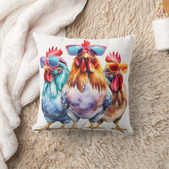 Chickens Wearing Big Sunglasses Cushion (Blanket)