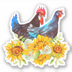 Chickens with Flowers