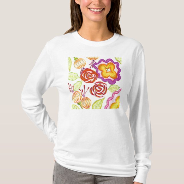 Chickie Long Sleeve - Flowers too T-Shirt (Front)