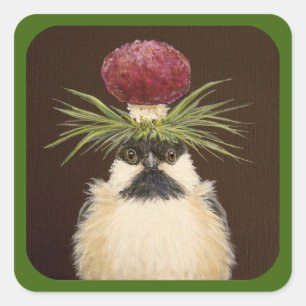 Chickie the chickadee sticker with green border