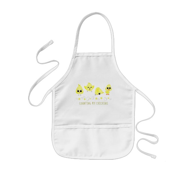 Chicks and Duckling Counting My Chickens Saying Kids Apron (Front)