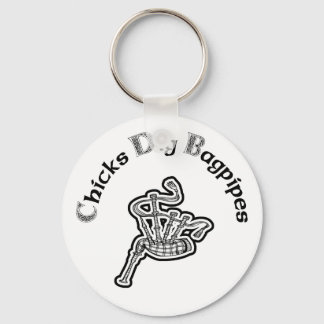 Chicks Dig Bagpipes Key Ring