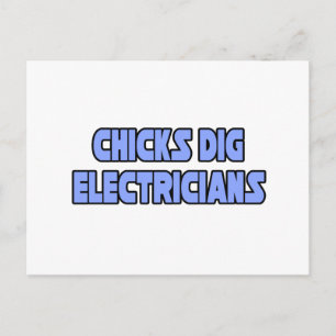 Chicks Dig Electricians Postcard