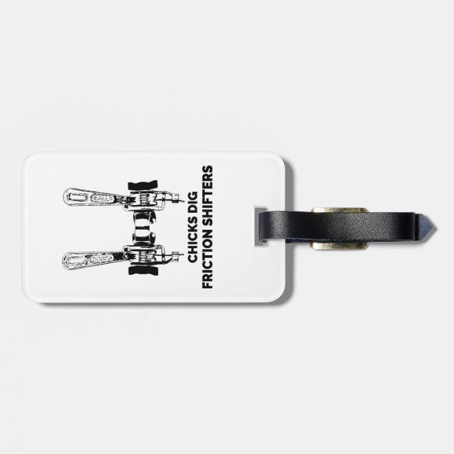 Chicks Dig Friction Shifters Bicycle Luggage Tag (Back Horizontal)
