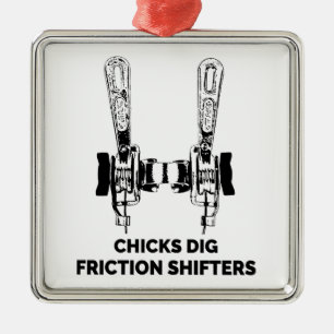 Chicks Dig Friction Shifters Bicycle Metal Tree Decoration