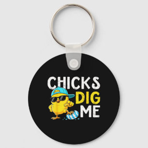 Chicks Dig Funny for Kid Boy Toddler Men Youth Key Ring
