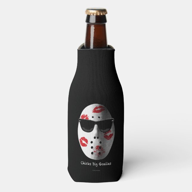 Chicks Dig Goalies Bottle Cooler (Bottle Front)
