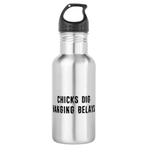 Chicks Dig Hanging Belays Rock Climbing 532 Ml Water Bottle