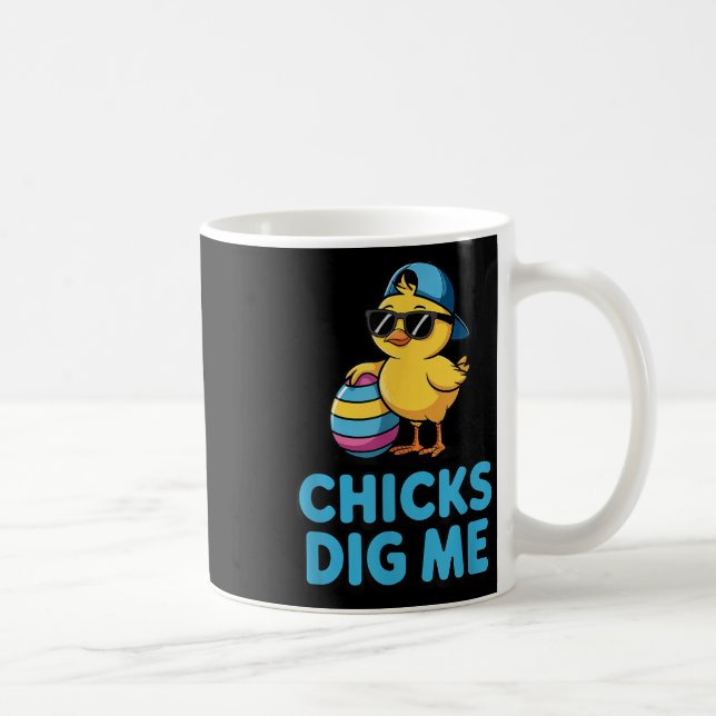 Chicks Dig Me Boys Funny Happy Easter Chicks Dig M Coffee Mug (Right)
