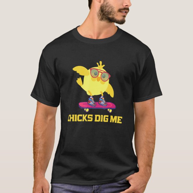 Chicks Dig Me - Cool Chicken - Mens T-Shirt (Front)