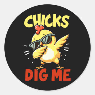 Chicks Dig Me Easter Dabbing Easter Girls Boys Kid Classic Round Sticker