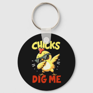 Chicks Dig Me Easter Dabbing Easter Girls Boys Kid Key Ring