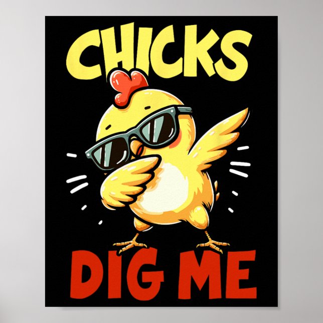 Chicks Dig Me Easter Dabbing Easter Girls Boys Kid Poster (Front)