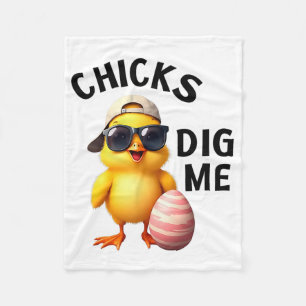 Chicks Dig Me Easter Fleece Blanket