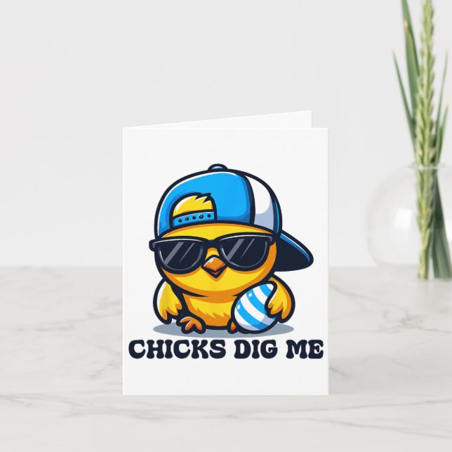 Chicks Dig Me Easter Funny Easter For Toddler Boys Card (Front)