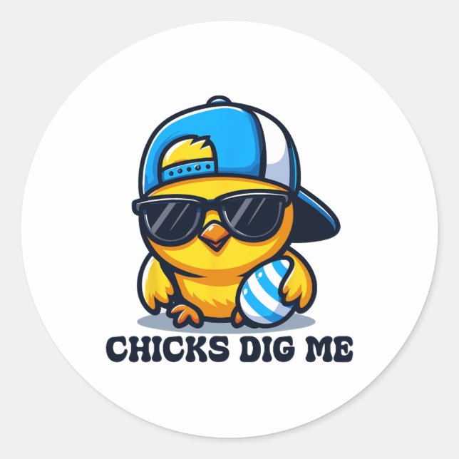 Chicks Dig Me Easter Funny Easter For Toddler Boys Classic Round Sticker (Front)