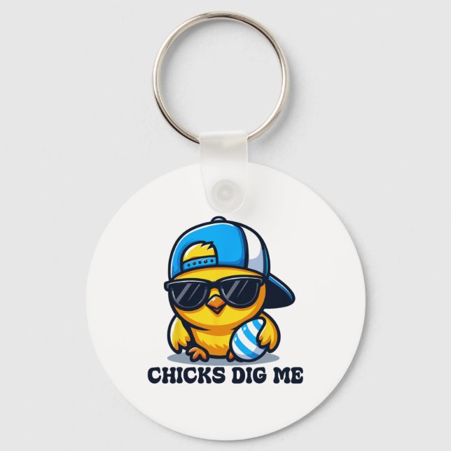 Chicks Dig Me Easter Funny Easter For Toddler Boys Key Ring (Front)