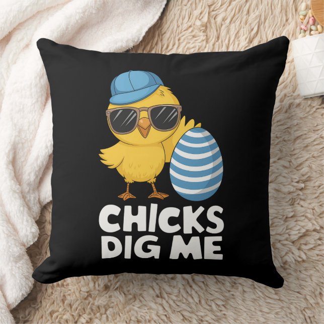 Chicks Dig Me Easter Funny Egg Hunt Cushion (Blanket)