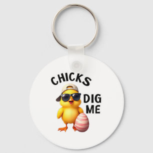 Chicks Dig Me Easter Key Ring