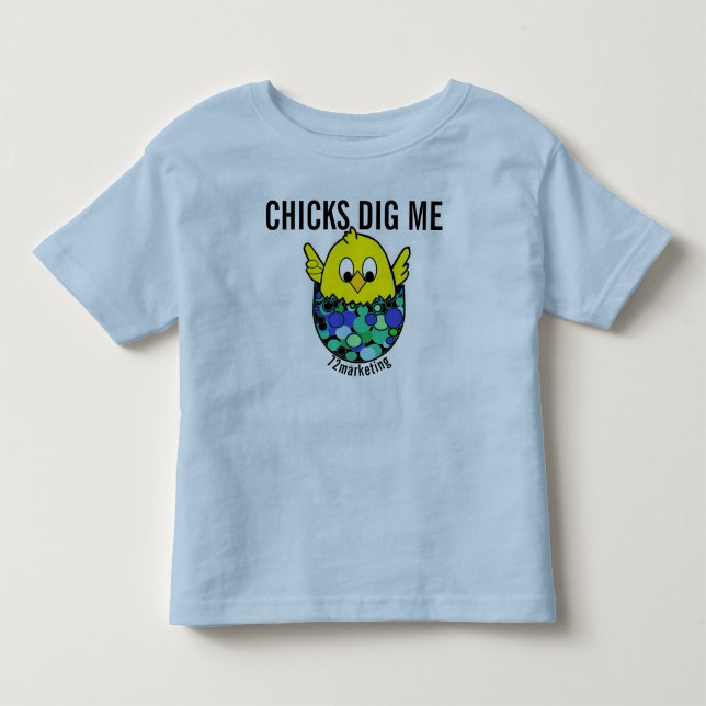 Chicks Dig Me Easter Spring Shirt Egg Blue boys (Front)