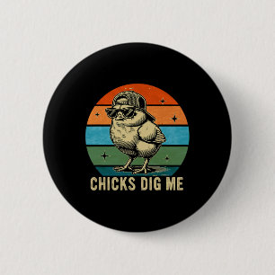 Chicks Dig Me Easter Toddler Boys Men Happy Easter 6 Cm Round Badge
