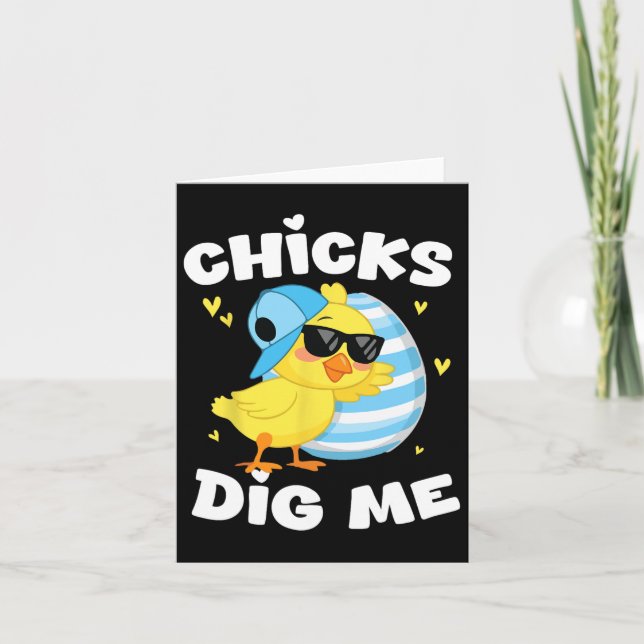 Chicks Dig Me Easter Toddler Boys Men Happy Easter Card (Front)