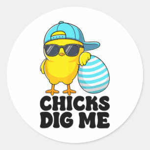 Chicks Dig Me Easter Toddler Boys Men Happy Easter Classic Round Sticker
