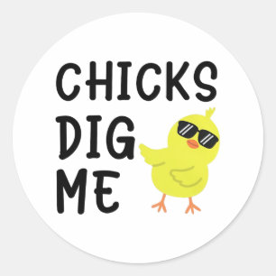 Chicks Dig Me Easter Toddler Boys Men Happy Easter Classic Round Sticker